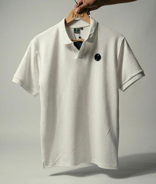 Johnny Collar Ribbed Knitted Polos