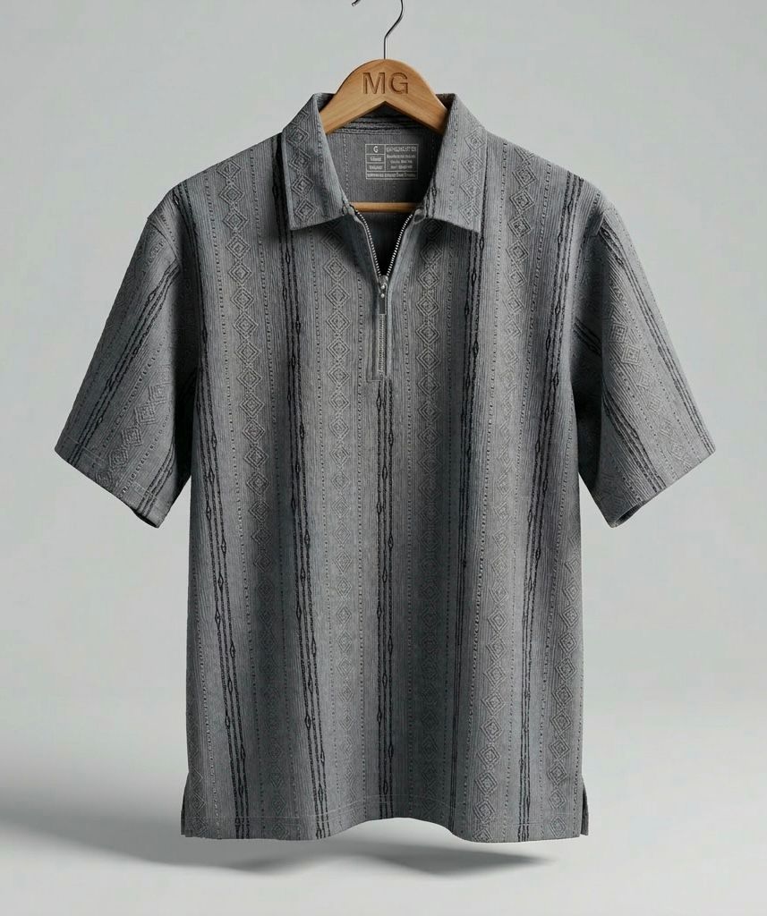 Artisanal Textured Quarter-Zip Polos