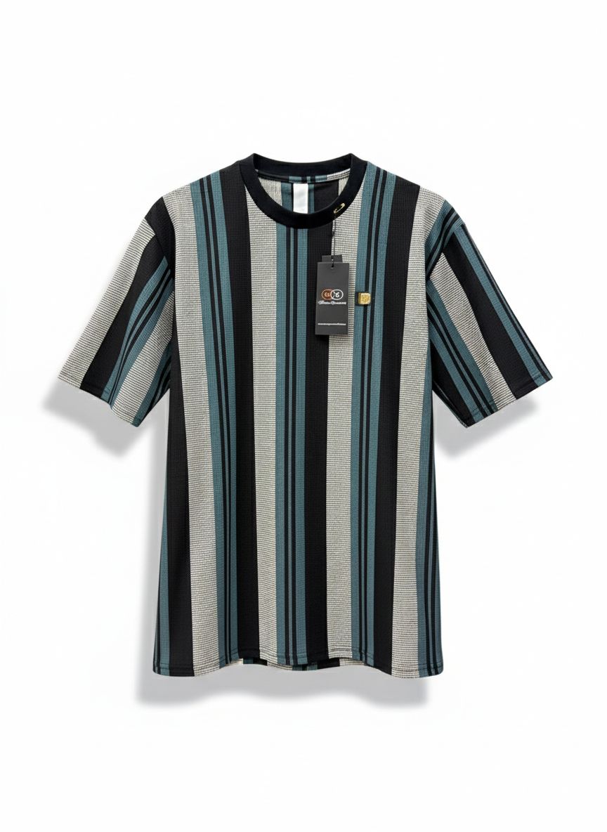 Linear Drop-Shoulder Knit Tee