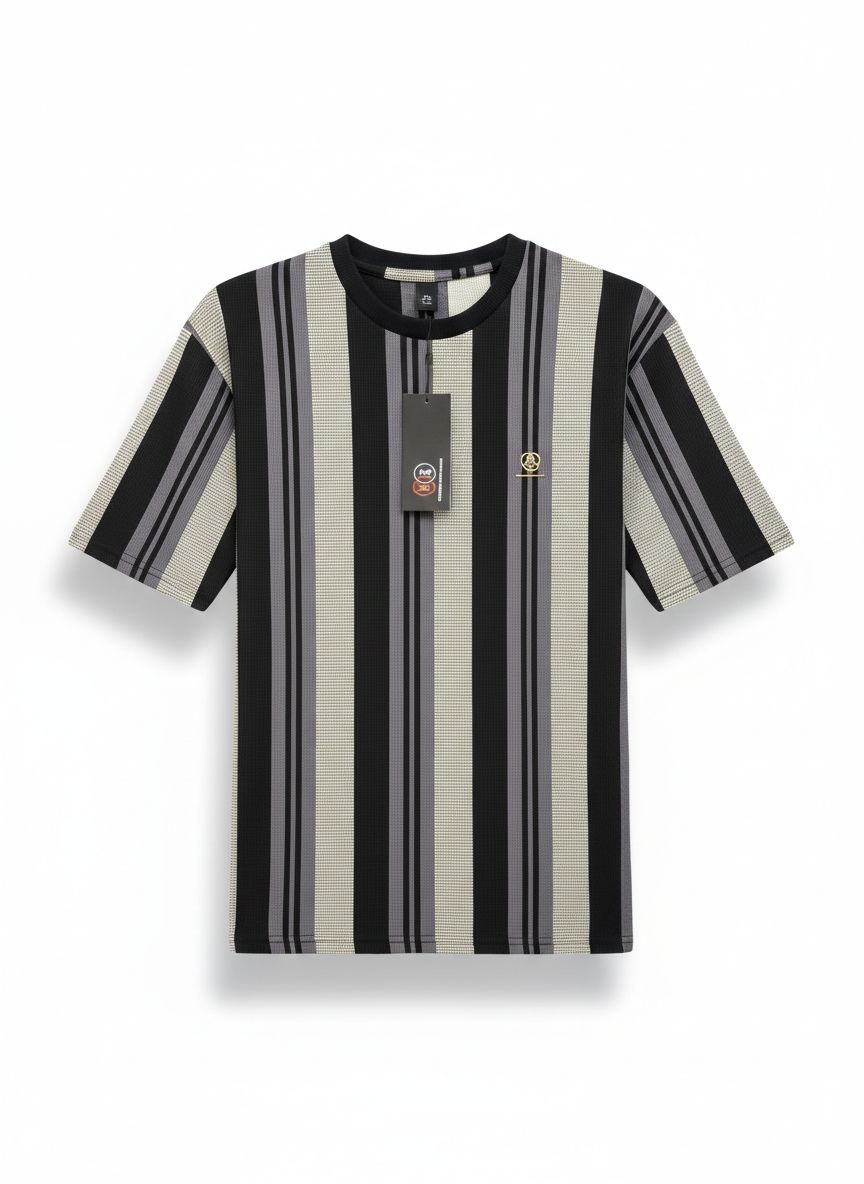 Linear Drop-Shoulder Knit Tee