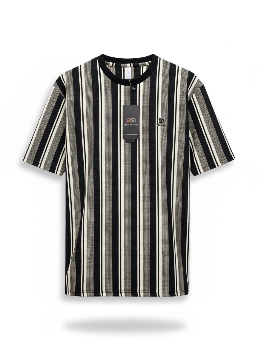 Linear Drop-Shoulder Knit Tee