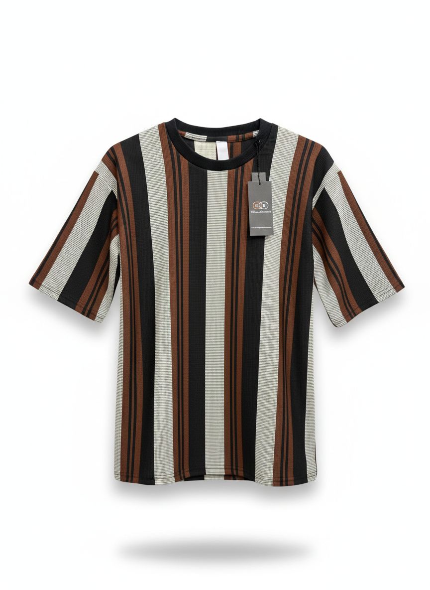 Linear Drop-Shoulder Knit Tee
