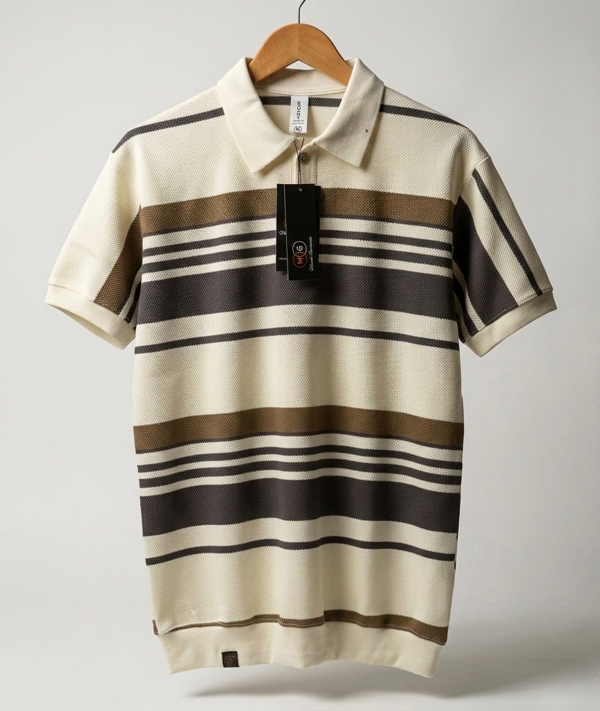 Textured Stripe Quarter-Zipper Polos