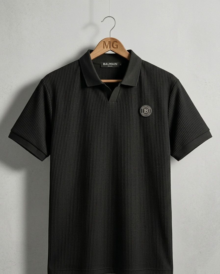 Johnny Collar Ribbed Knitted Polos