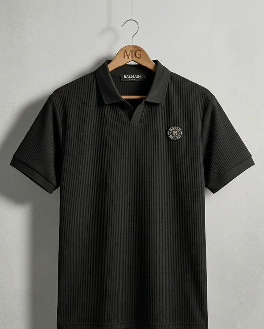 Johnny Collar Ribbed Knitted Polos