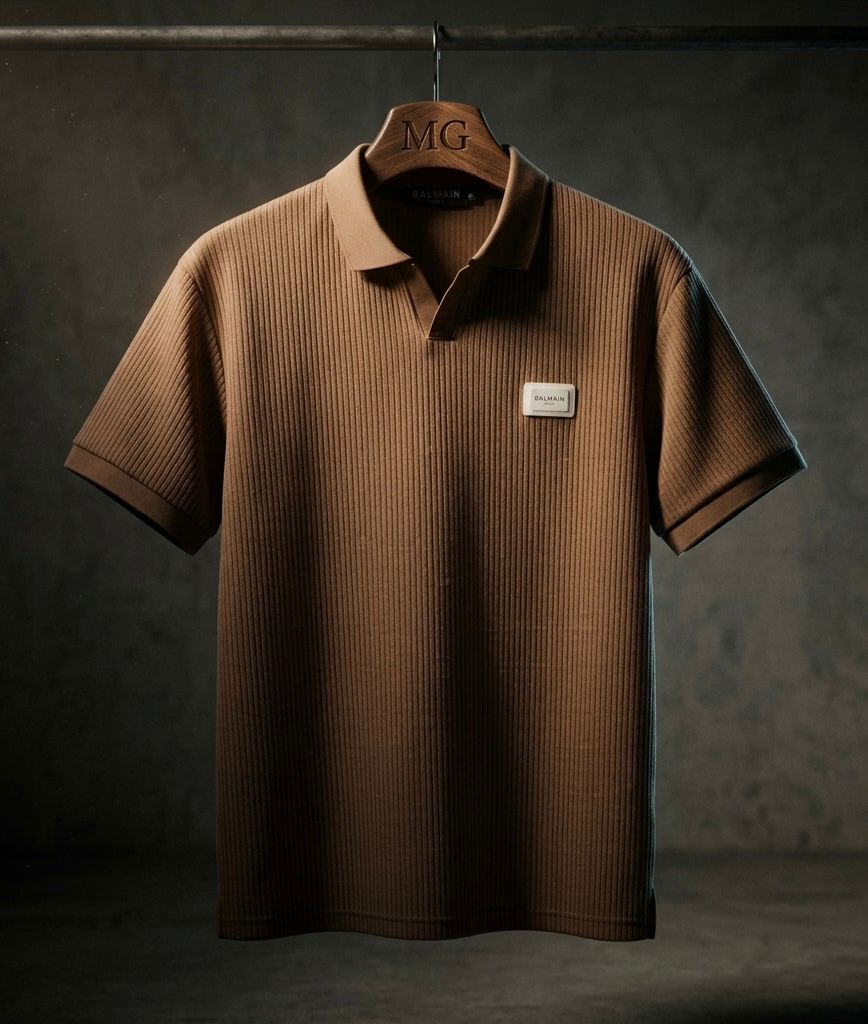 Johnny Collar Ribbed Knitted Polos