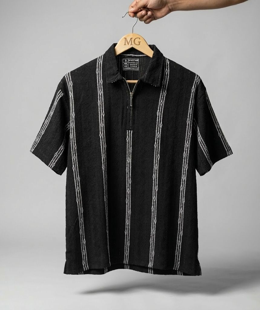 Artisanal Textured Quarter-Zip Polos