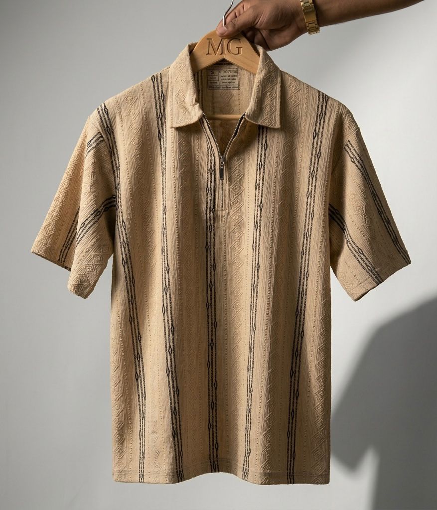 Artisanal Textured Quarter-Zip Polos